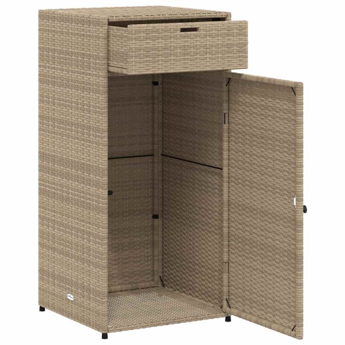 vidaXL Garden Storage Cabinet Beige 55x55x111 cm Poly Rattan
