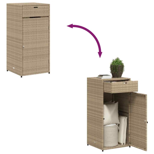 vidaXL Garden Storage Cabinet Beige 55x55x111 cm Poly Rattan