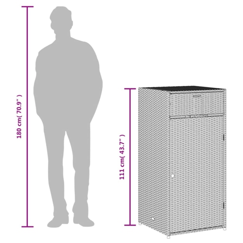 vidaXL Garden Storage Cabinet Beige 55x55x111 cm Poly Rattan