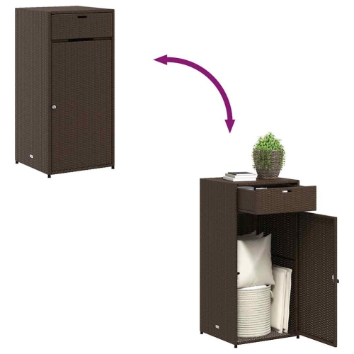 vidaXL Garden Storage Cabinet Brown 55x55x111 cm Poly Rattan