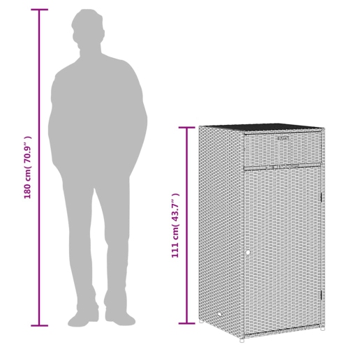 vidaXL Garden Storage Cabinet Brown 55x55x111 cm Poly Rattan