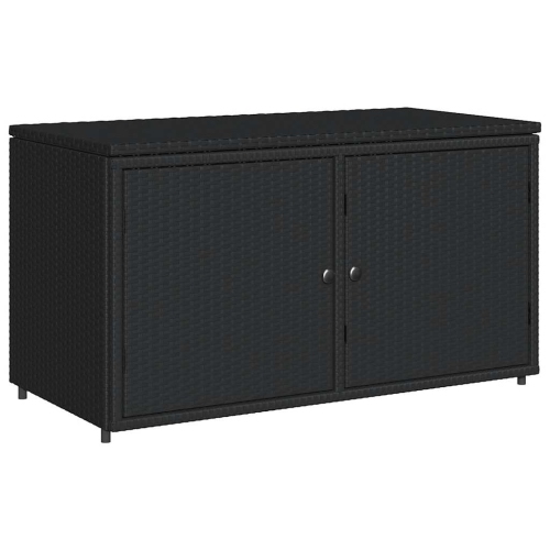 vidaXL Garden Storage Cabinet Black 110x55x60.5 cm Poly Rattan