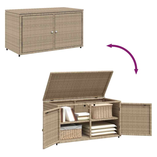 vidaXL Garden Storage Cabinet Beige 110x55x60.5 cm Poly Rattan