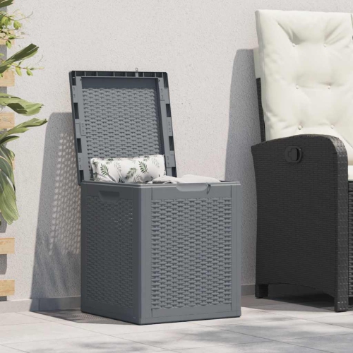 vidaXL Garden Storage Box Grey PP Rattan 90 L