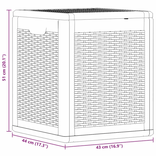 vidaXL Garden Storage Box Grey PP Rattan 90 L
