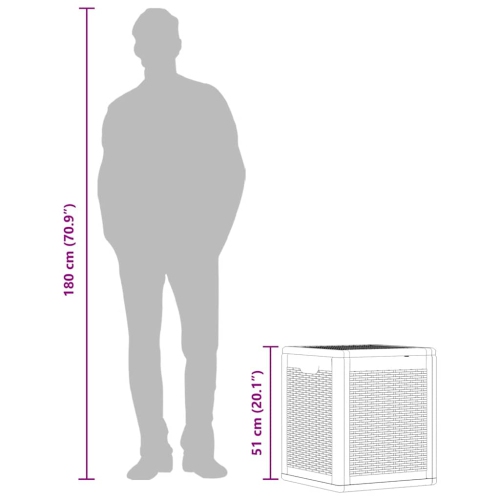 vidaXL Garden Storage Box Grey PP Rattan 90 L