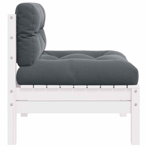 vidaXL Garden Middle Sofa with Cushions White Solid Wood Pine