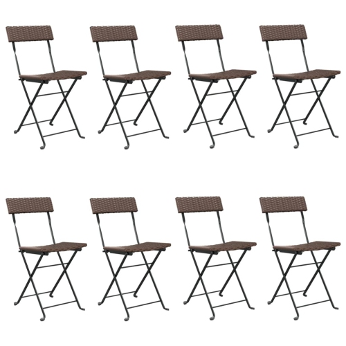 VIDAXL  Folding Bistro Chairs 8 PCs Brown Poly Rattan And Steel