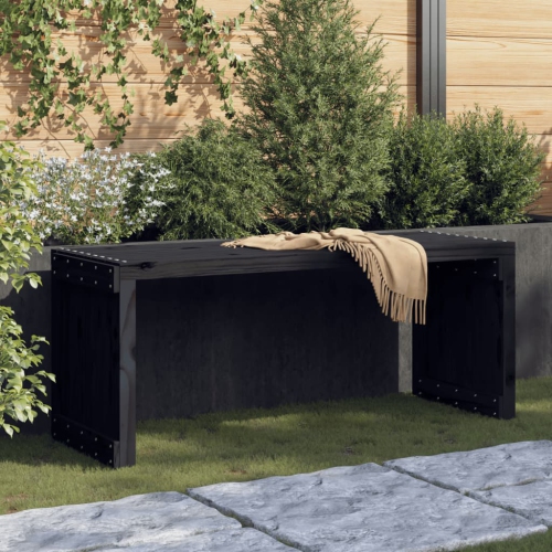 vidaXL Garden Bench Extendable Black 212.5x40.5x45 cm Solid Wood Pine