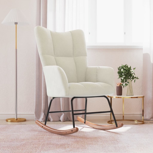 VIDAXL  Rocking Chair Cream Velvet In White