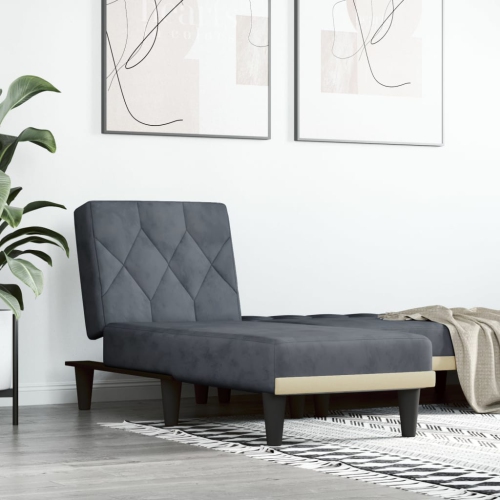 vidaXL Chaise Longue Dark Grey Velvet