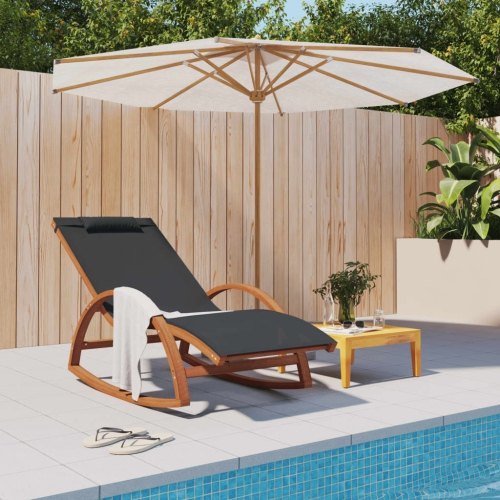 vidaXL Rocking Chair Grey Textilene and Solid Wood Poplar