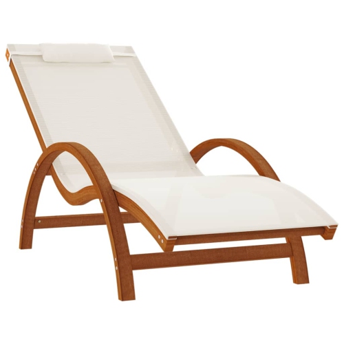 vidaXL Sun Lounger with Pillow White Textilene and Solid Wood Poplar