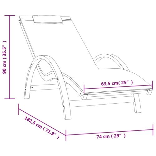 vidaXL Sun Lounger with Pillow White Textilene and Solid Wood Poplar