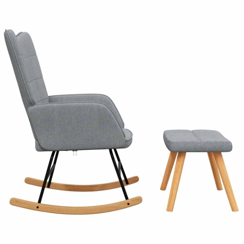 vidaXL Rocking Chair with a Stool Light Grey Fabric