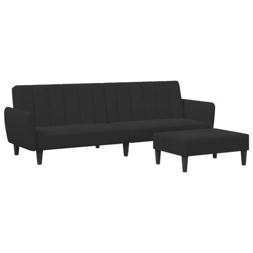 VIDAXL  2-Seater Sofa Bed With Footstool Black Velvet