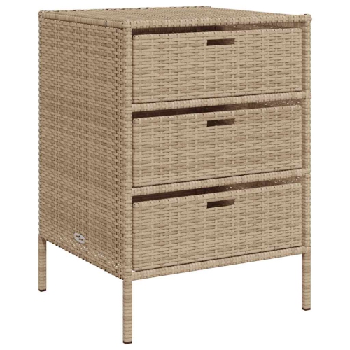 VIDAXL  Garden Storage Cabinet 55X59X80 Cm Poly Rattan In Beige