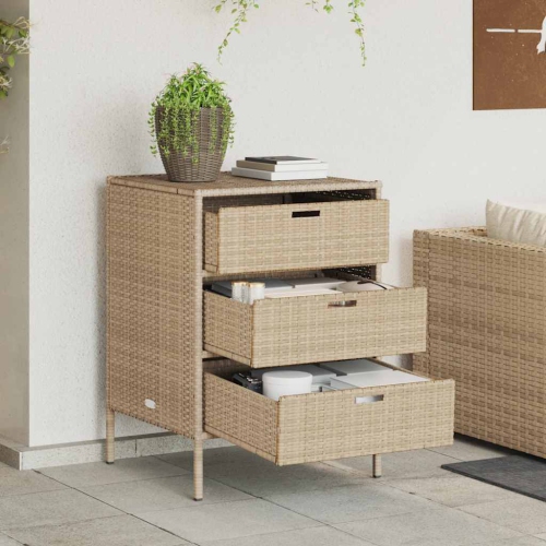 vidaXL Garden Storage Cabinet Beige 55x59x80 cm Poly Rattan