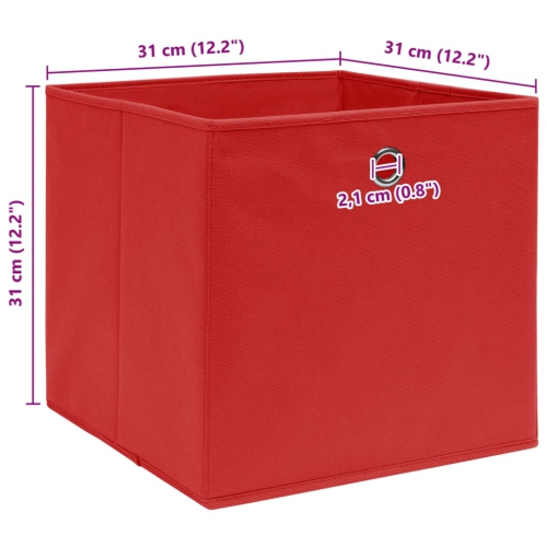 vidaXL Storage Boxes 4 pcs Red 32x32x32 cm Fabric