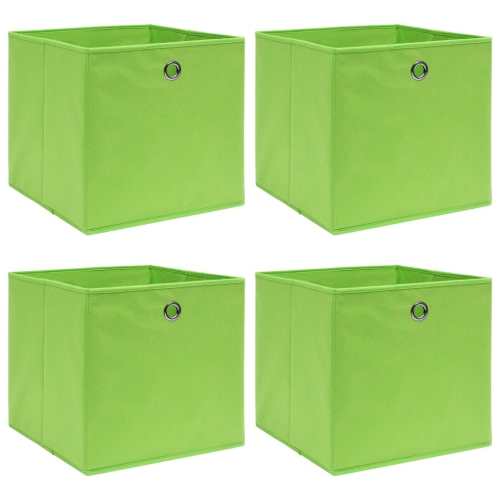 VIDAXL  Storage Boxes 4 PCs 32X32X32 Cm Fabric In Green