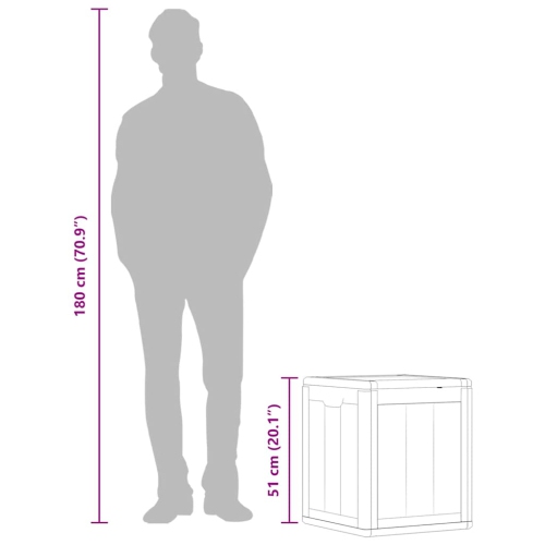 vidaXL Garden Storage Box 90L Grey PP Wood Look