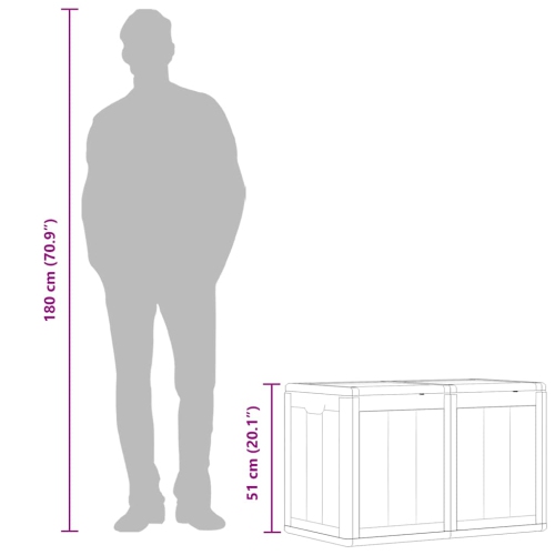 vidaXL Garden Storage Box 180L Brown PP Wood Look