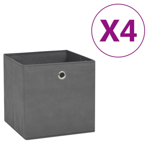 VIDAXL  Storage Boxes 4 PCs Non-Woven Fabric 28X28X28 Cm Grey