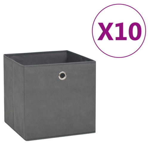 VIDAXL  Storage Boxes 10 PCs Non-Woven Fabric 28X28X28 Cm Grey