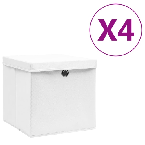 VIDAXL  Storage Boxes With Covers 4 PCs 28X28X28 Cm White