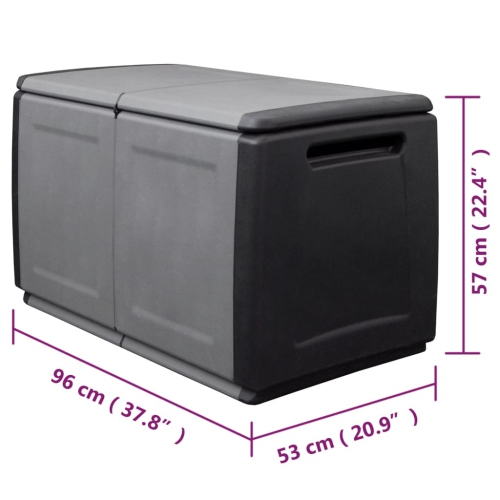 Boîte de rangement pour le jardin vidaXL 96 x 53x230&nbsp;L gris foncé et noir de 57&nbsp;cm