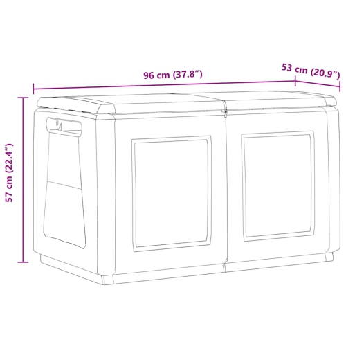 Boîte de rangement pour le jardin vidaXL 96 x 53x230&nbsp;L gris foncé et noir de 57&nbsp;cm