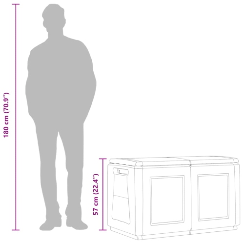 Boîte de rangement pour le jardin vidaXL 96 x 53x230&nbsp;L gris foncé et noir de 57&nbsp;cm