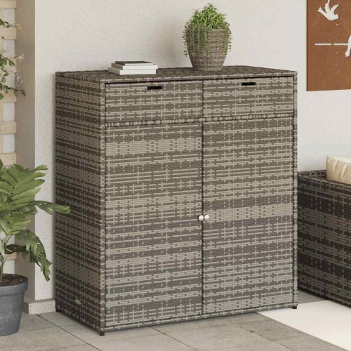 vidaXL Garden Storage Cabinet Grey 105x55x113 cm Poly Rattan