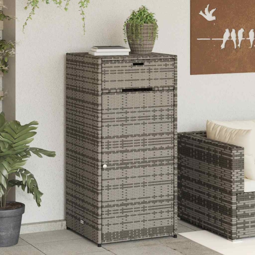 vidaXL Garden Storage Cabinet Grey 55x55x111 cm Poly Rattan
