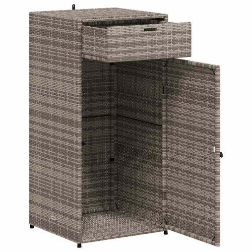 vidaXL Garden Storage Cabinet Grey 55x55x111 cm Poly Rattan