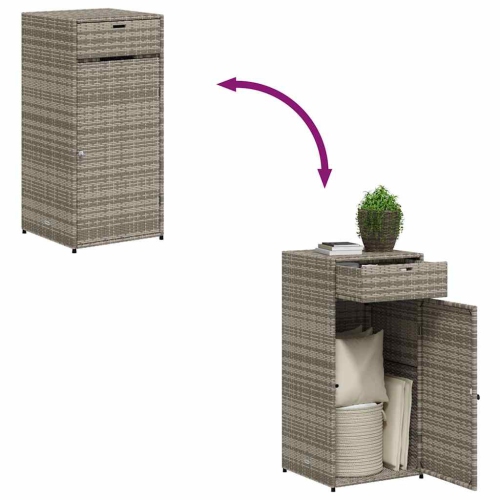 vidaXL Garden Storage Cabinet Grey 55x55x111 cm Poly Rattan
