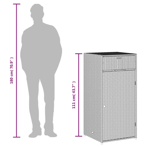 vidaXL Garden Storage Cabinet Grey 55x55x111 cm Poly Rattan