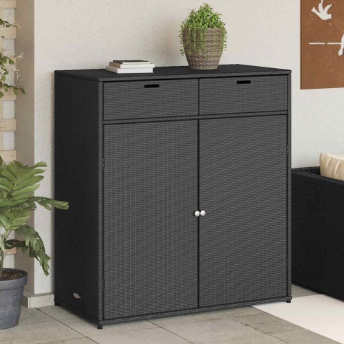 vidaXL Garden Storage Cabinet Black 105x55x113 cm Poly Rattan