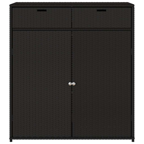 vidaXL Garden Storage Cabinet Black 105x55x113 cm Poly Rattan