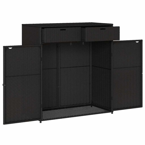 vidaXL Garden Storage Cabinet Black 105x55x113 cm Poly Rattan
