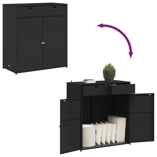 vidaXL Garden Storage Cabinet Black 105x55x113 cm Poly Rattan