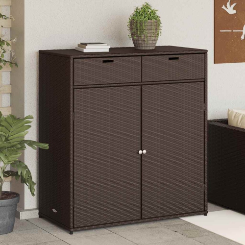 vidaXL Garden Storage Cabinet Brown 105x55x113 cm Poly Rattan