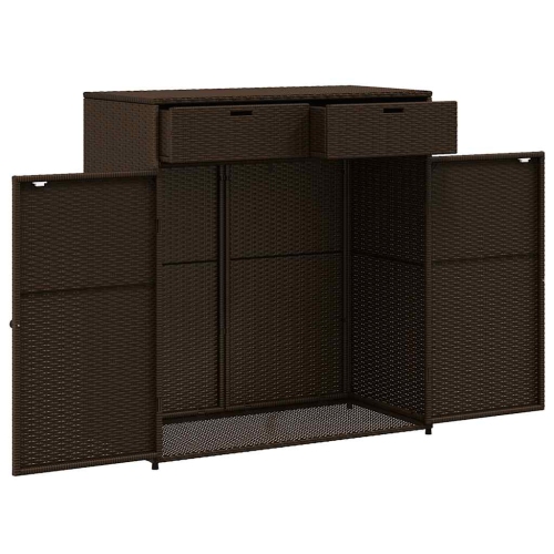 vidaXL Garden Storage Cabinet Brown 105x55x113 cm Poly Rattan