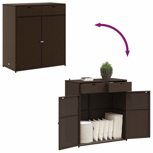 vidaXL Garden Storage Cabinet Brown 105x55x113 cm Poly Rattan