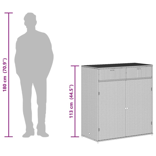 vidaXL Garden Storage Cabinet Brown 105x55x113 cm Poly Rattan