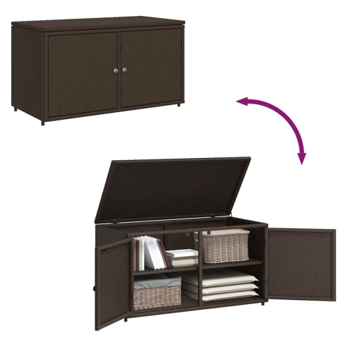 vidaXL Garden Storage Cabinet Brown 110x55x60.5 cm Poly Rattan