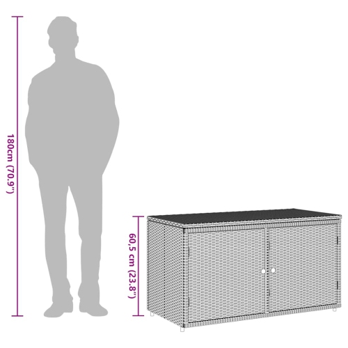 vidaXL Garden Storage Cabinet Grey 110x55x60.5 cm Poly Rattan