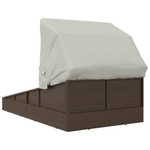 vidaXL Sunbed with Foldable Roof Brown 200x114x128 cm Poly Rattan