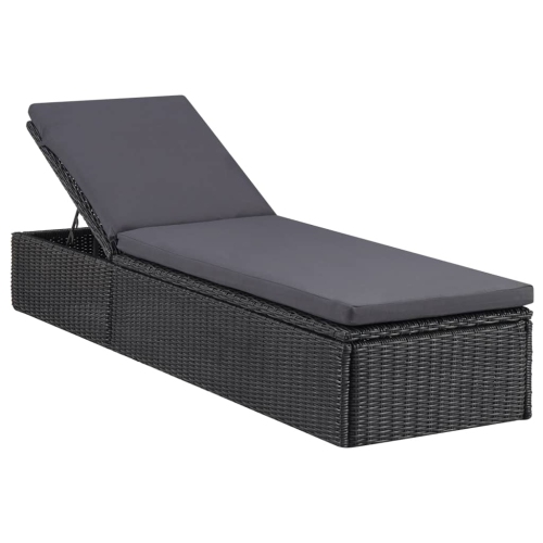 VIDAXL  Sunlounger Poly Rattan And Dark Grey In Black