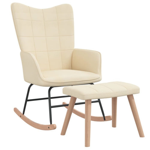 VIDAXL  Rocking Chair With A Stool Cream Fabric